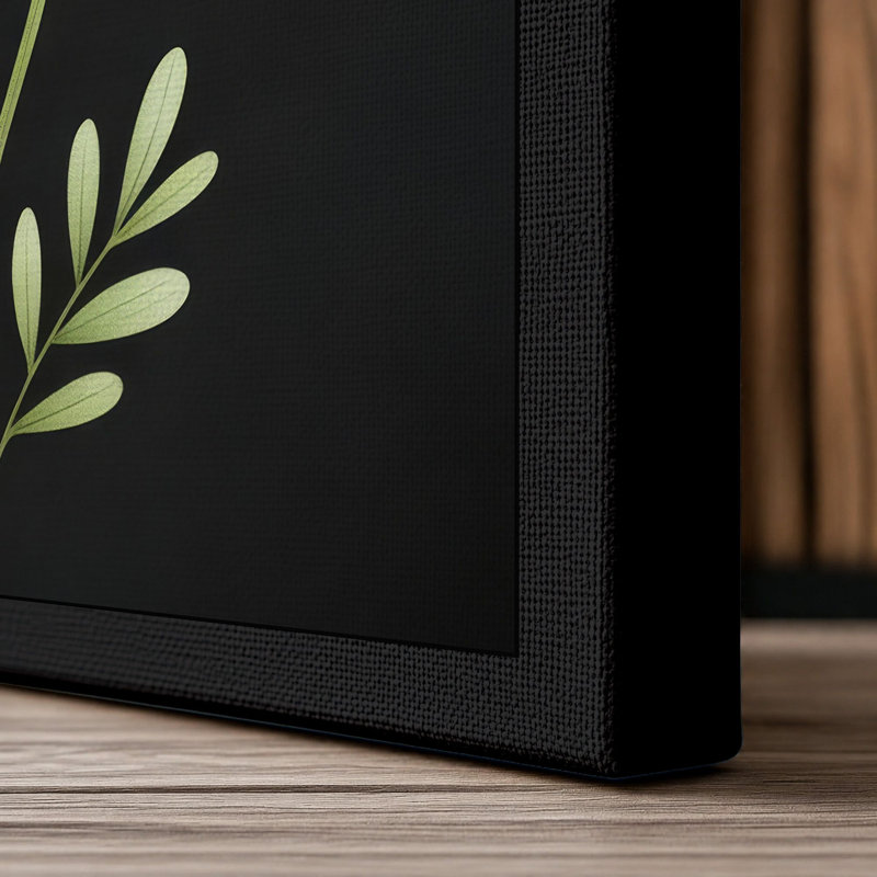 Daisy in Gold Botanical - Wrapped Canvas, 30x20 - 76.2 x 50.8 cm, Black Border