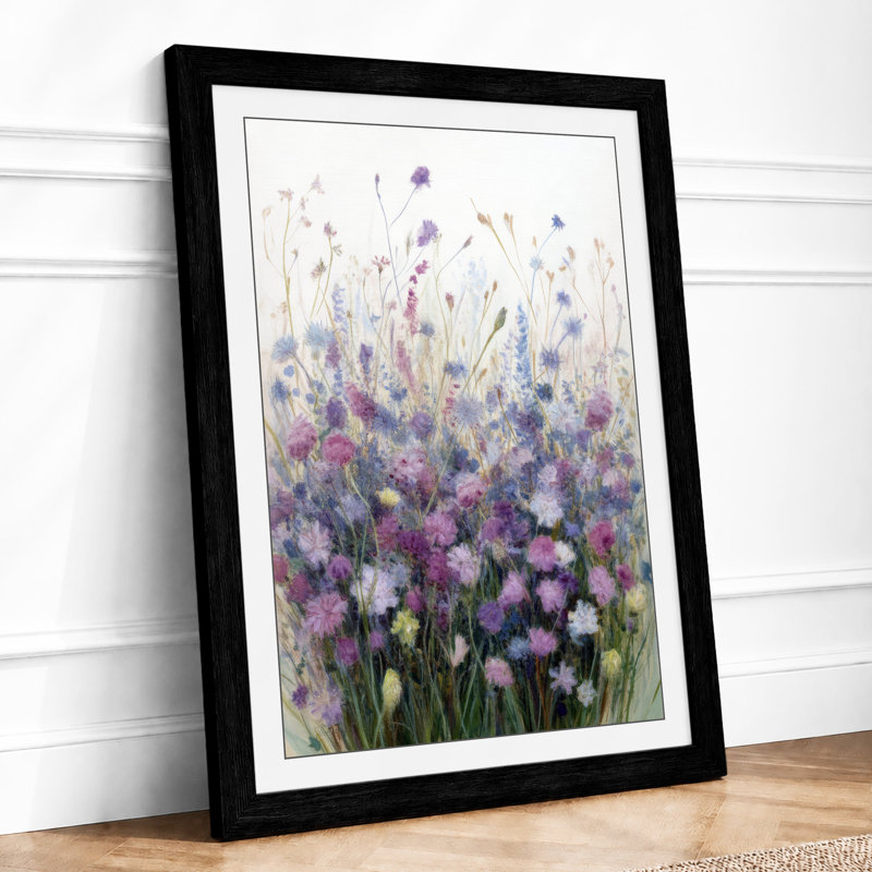 Lavender Meadow Botanical - Framed Print, Black, A4 - 29.7 x 21.0 cm