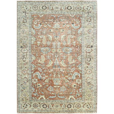 Hand Knotted Wool Area Rug in Rust And Gold