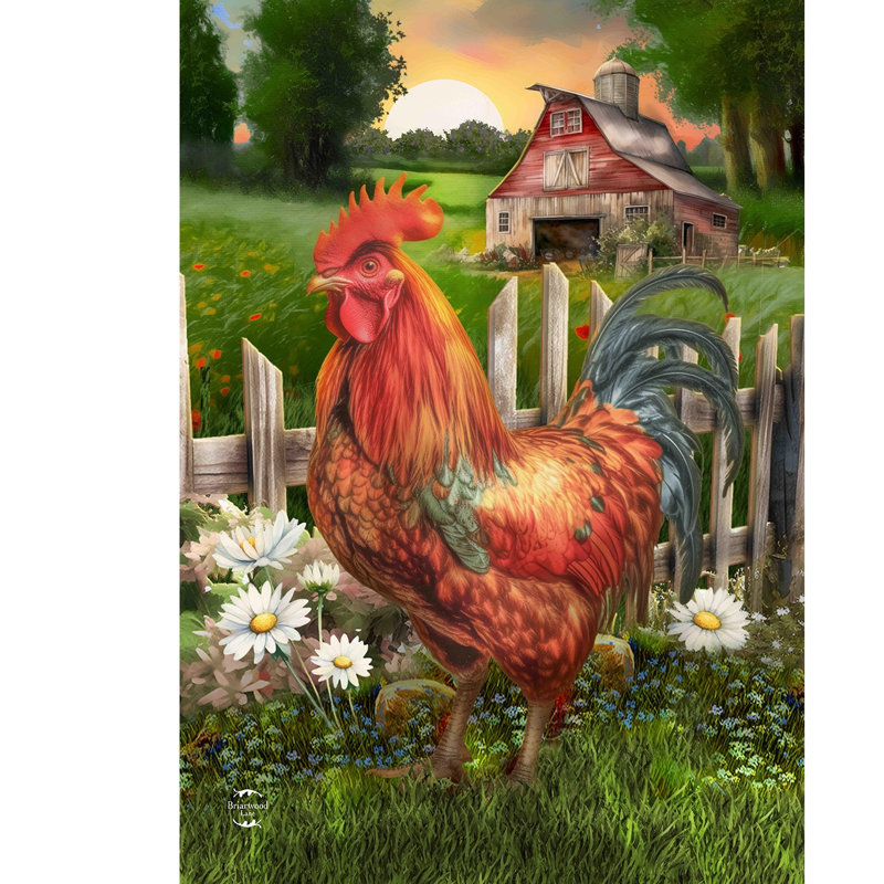 Drapeau de jardin Sunrise Rooster