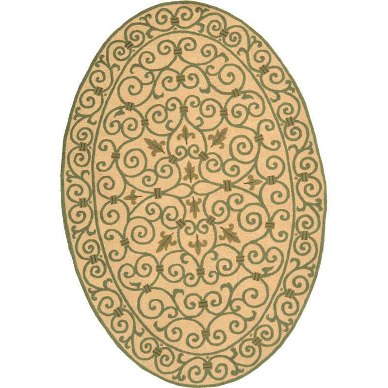 Brayton Hand Hooked Wool Pile Oriental Rug, Oval 4'6" x 6'6"