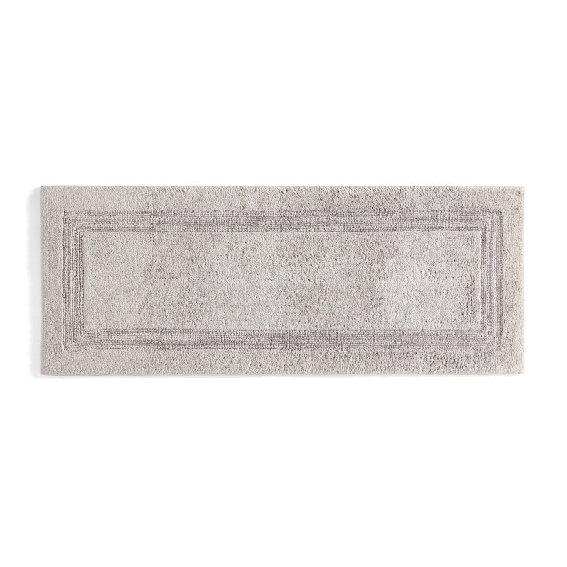 Tommy Bahama Long Branch Solid Cotton Reversible Bath Rug, 60 x 24, Gray