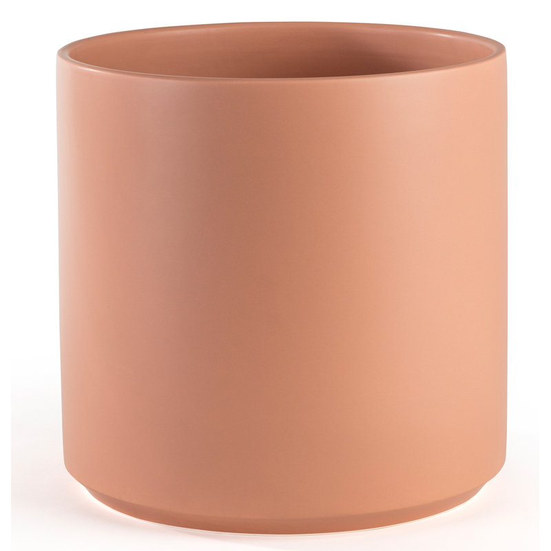 Stoneware Pot Planter, Peachy Cotta, 13.5" H x 13.25" W x 13.25" D