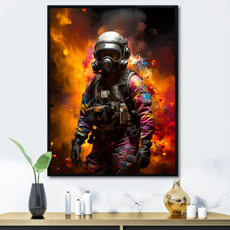 «Soldier Street Art Rebellion», H 32 po x l 24 po x P 1 po, Cadre flottant noir