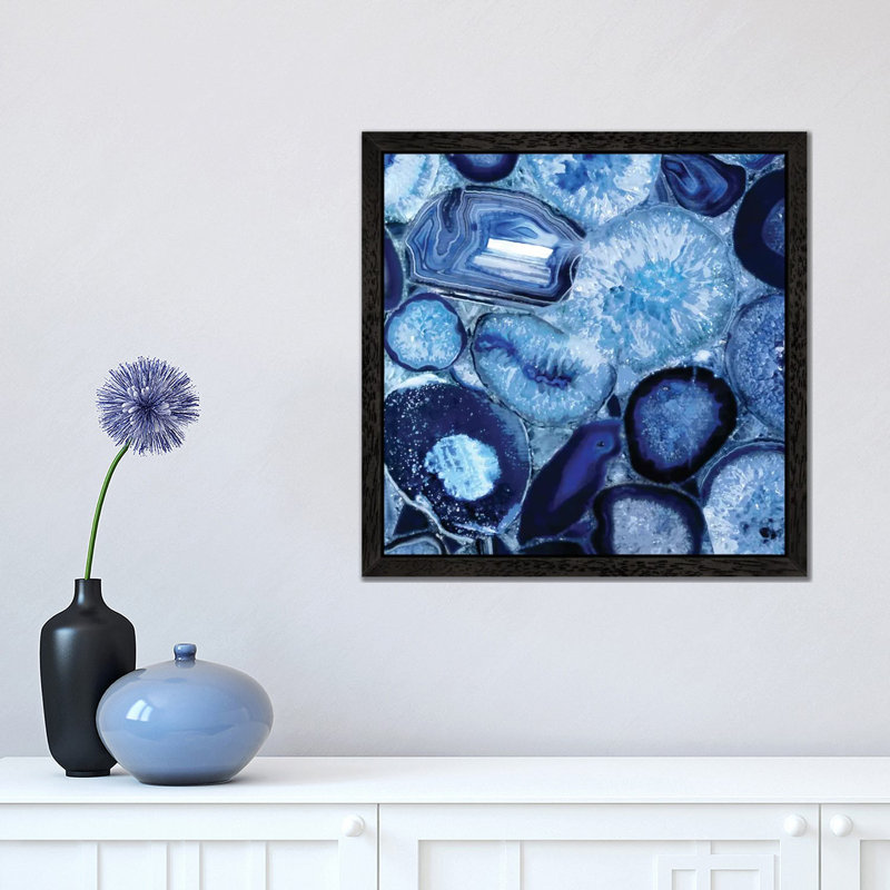 Agate In Blue II by Danielle Carson - Print on Canvas, 93.98 cm H x 93.98 cm W, Black Framed