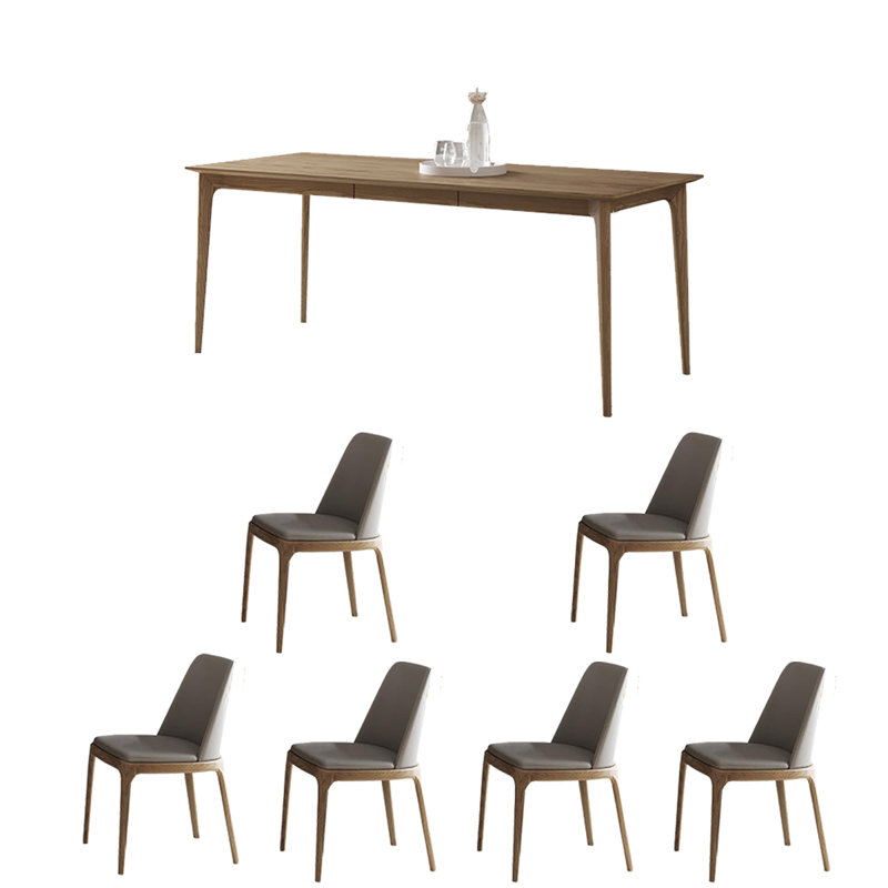 6 - Person Four Leg Dining Set, 29.53"H x 55.12"L x 27.56"W