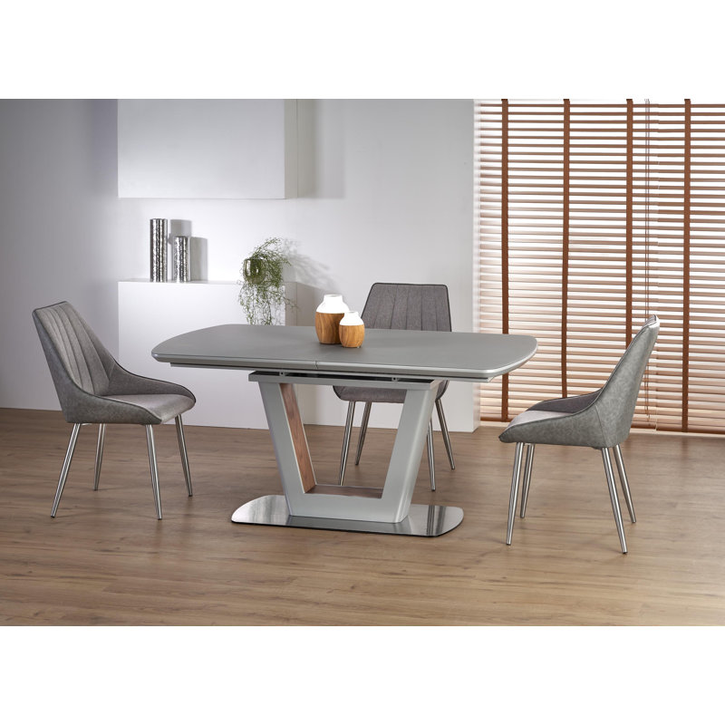 Akshata Metal Base Dining Table, Light Grey