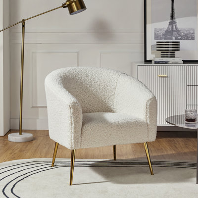 Dawson Boucle Barrel Chair With Metal Legs