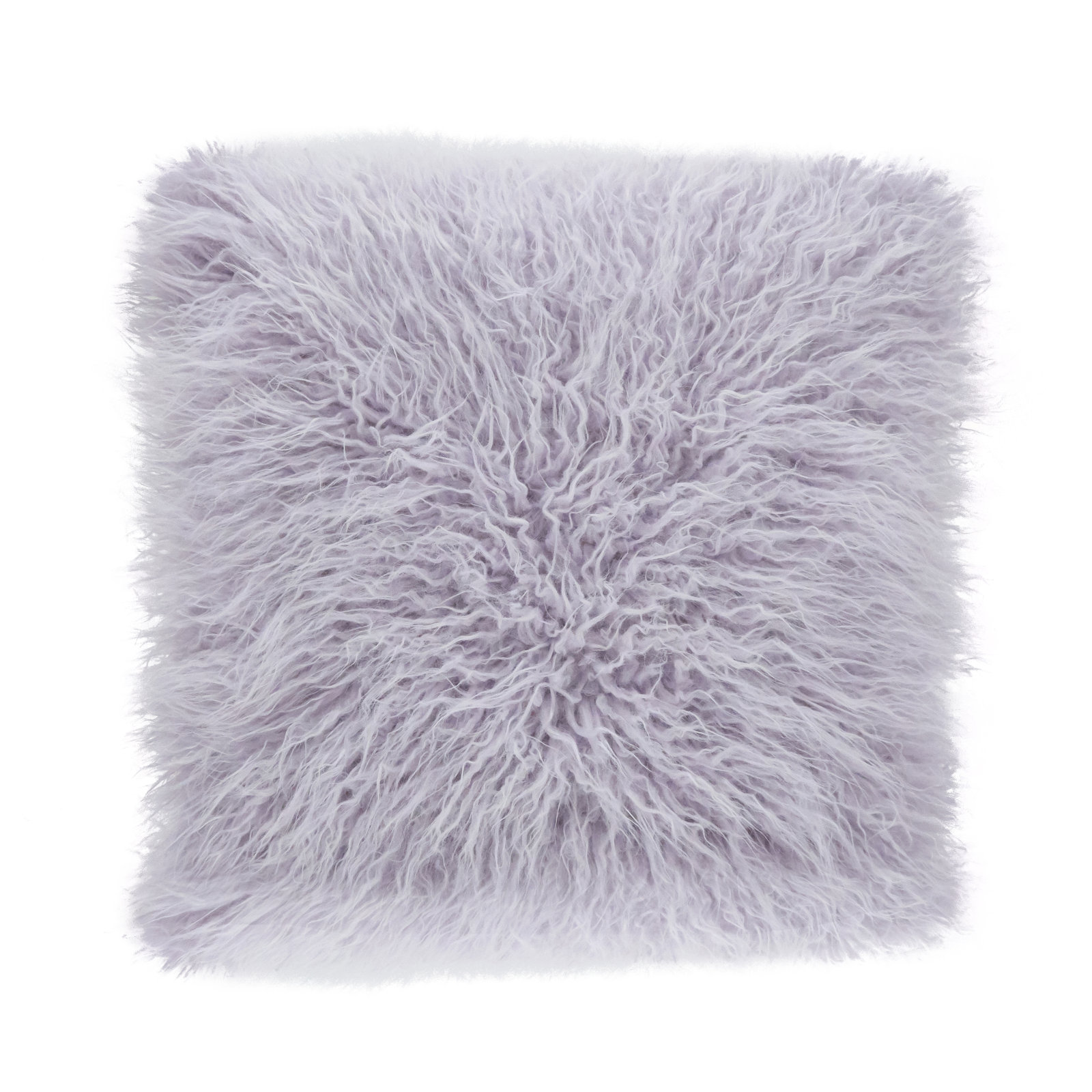 Faux Mongolian Collection Throw Pillow, Lavender, 18"H x 18"W