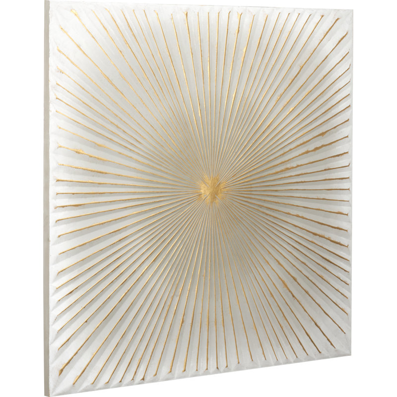 White And Gold Metal Sunburst - No Frame Print on Metal