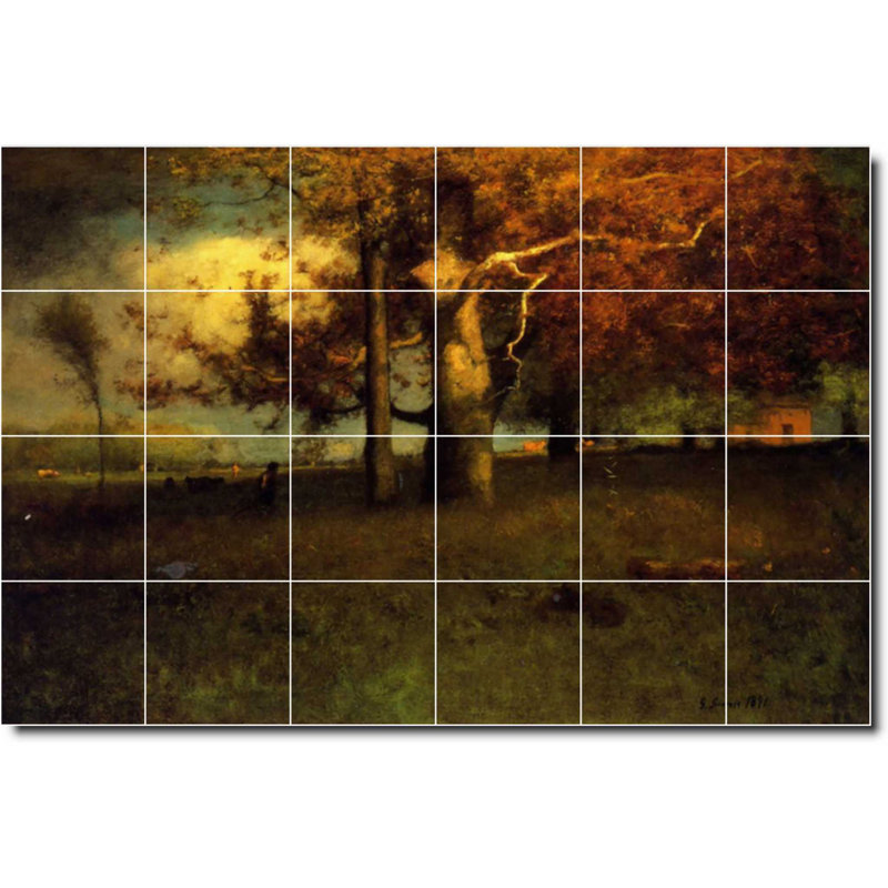 Carreau de peinture murale décorative en céramique 25,5 po x 17 po 4,25 po x 4,25 po, Paysage 04782