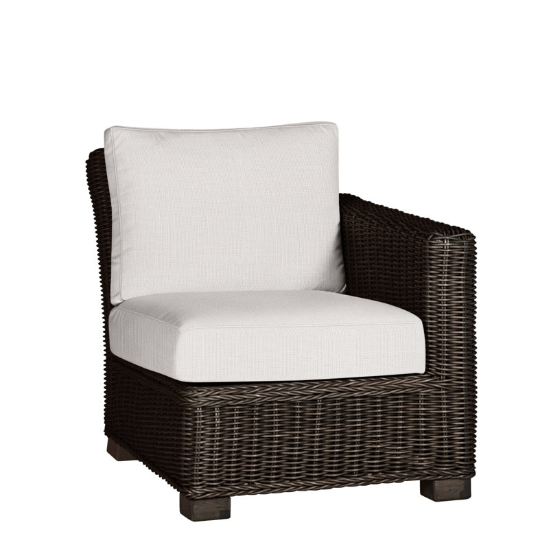 Rustic Woven Sectional Right - Black Walnut, Welt, Black Walnut, Snow Sunbrella® Linen