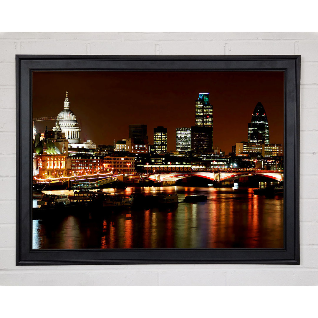 London Thames Night Lights Gerahmter Druck