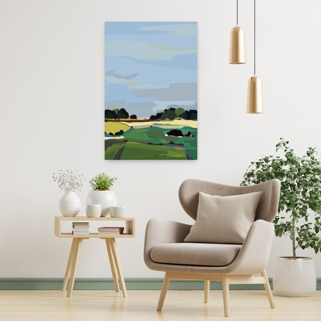 Abstract Countryside Scene Abstract Modern Peaceful Landscape Nature Wall Art Print