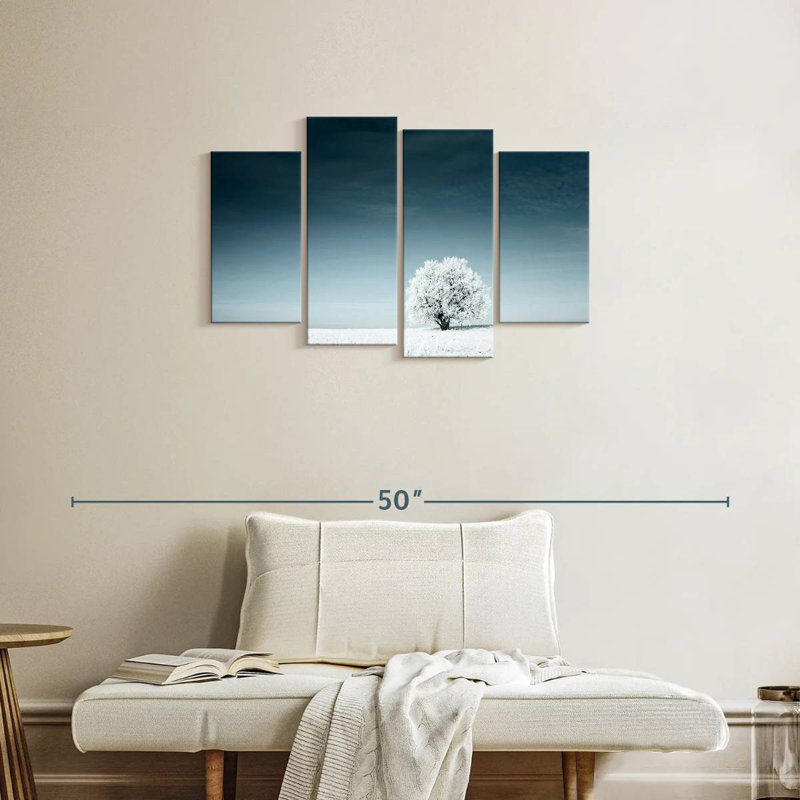 Arbre solitaire en hiver, H 22 po x l 36 po