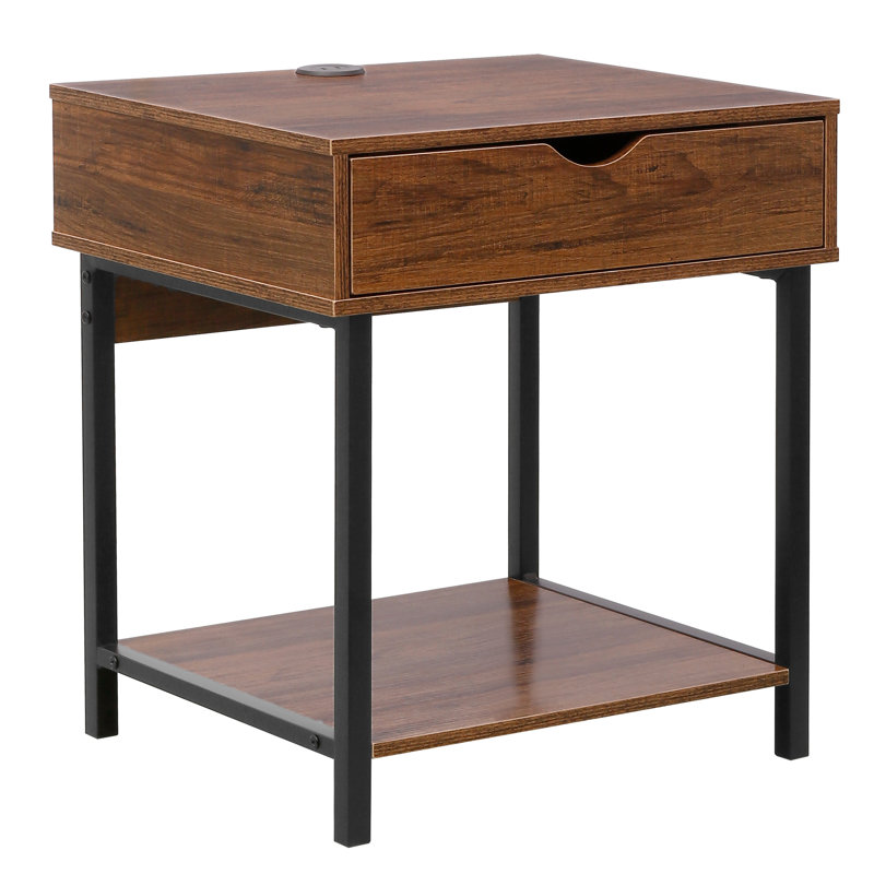 Kila Accent Table with Storage - Versatile Small Table for Home Office, Brown, Black