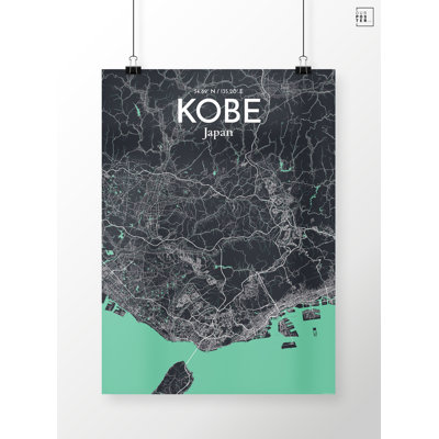 Kobe City Map - Unframed Graphic Art Print on Paper