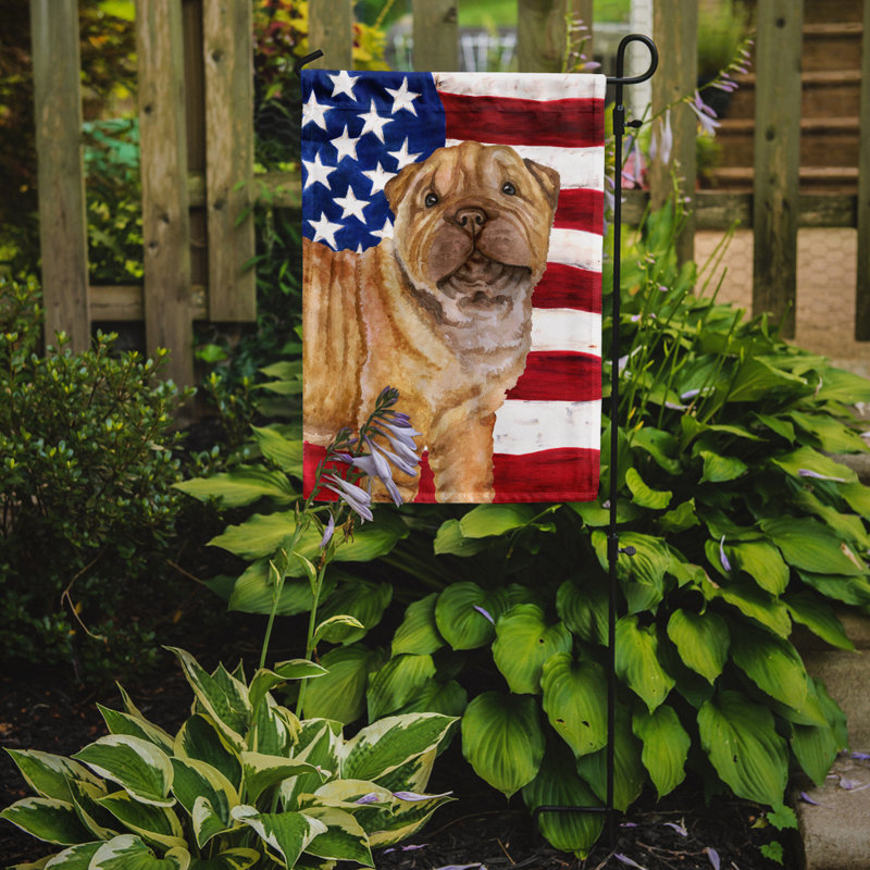 2 côtés en polyester de 2 côtés american drapeau de jardin, Shar-pei