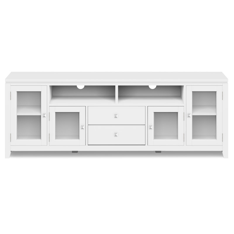 Cosmopolitan SOLID WOOD 72 inch Wide Contemporary TV Media Stand For TVs up to 80 inches, White