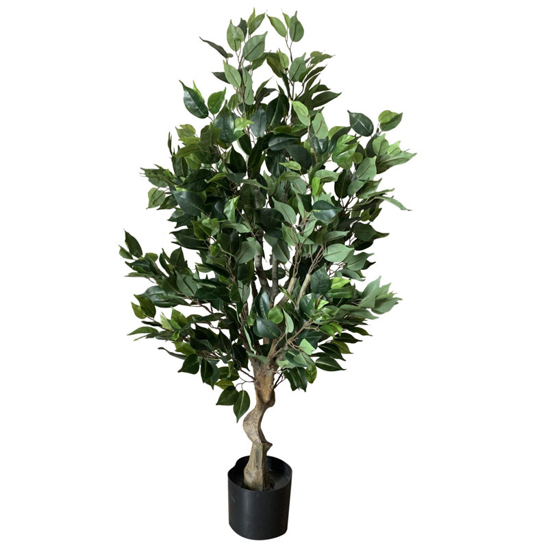 Faux Tree in Metal Planter, Gold, 100cm H x 50cm W x 50cm D