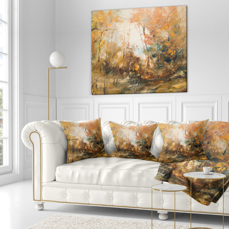 Forêt en automne - oreiller imprimé paysage, 16 po x 1 po, Coussin décoratif