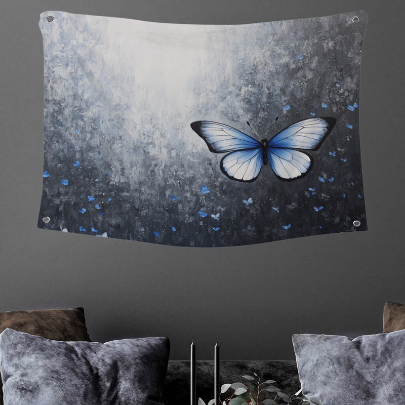 Tapisserie murale papillon - Décoration murale insecte, H 88 po x l 104 po