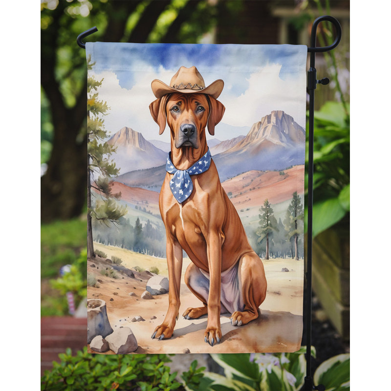 Drapeau Cowboy Welcome Garden, Chien de Rhodésie à crête dorsale