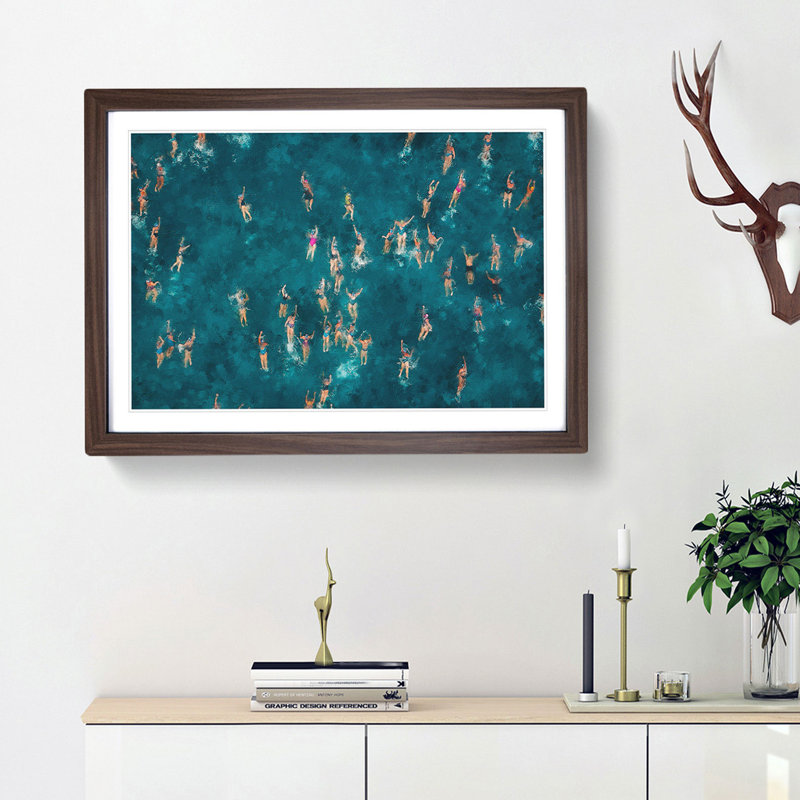 Swimmers Swimming - Framed Print, Walnut Framed, 45cm H x 63cm W x 2cm D