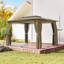 Pavillon de jardin extérieur 10 pi x 12 pi, abri à toit souple avec rideaux, filet en maille, structure en acier et crochets de plafond-128801793