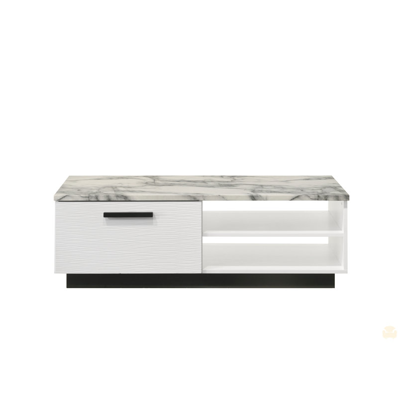 Table basse 47 po avec plateau en faux marbre blanc