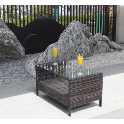 Outdoor patio Furniture  Coffee Table with clear tempered glass