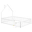 Lit de tête de lit blanc en forme de maison avec clôture - Structure simple en bois de pin pour chambre à coucher de style maison et précaution-1367720829-1367720828
