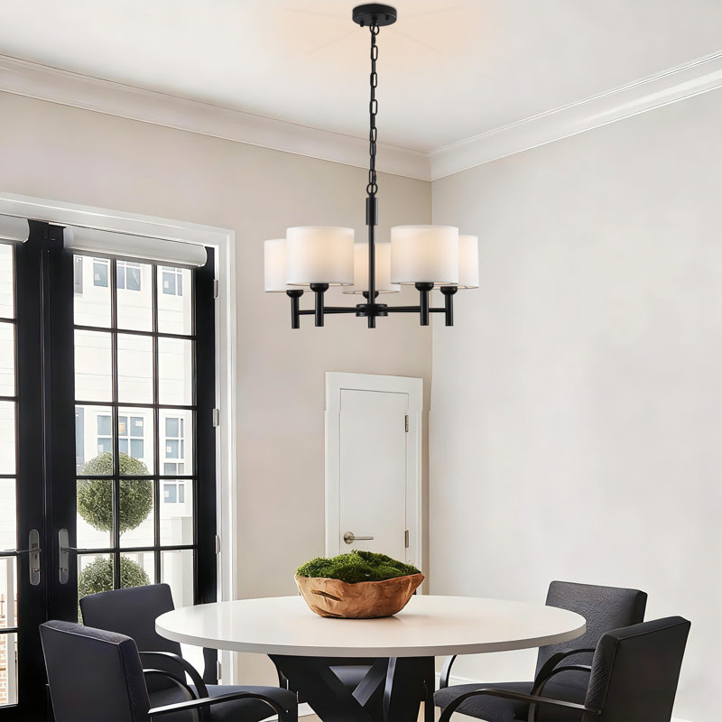5 - Light Dimmable Classic / Traditional Chandelier, Matte Black