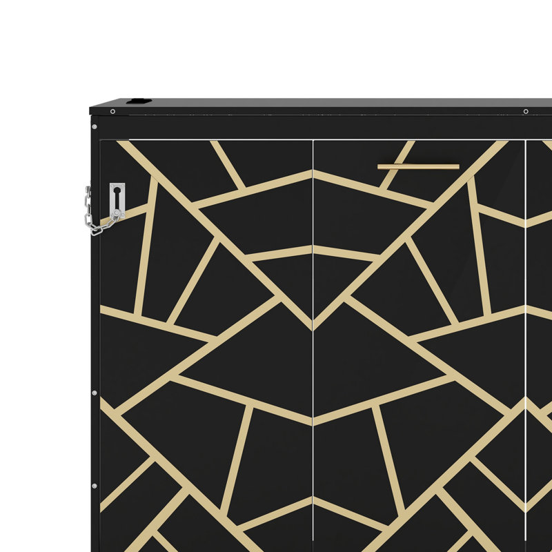 Lit escamotable sur le côté avec motif imprimé élégant, lumières DEL sous le lit et prise USB, lit mural peu encombrant, Noir