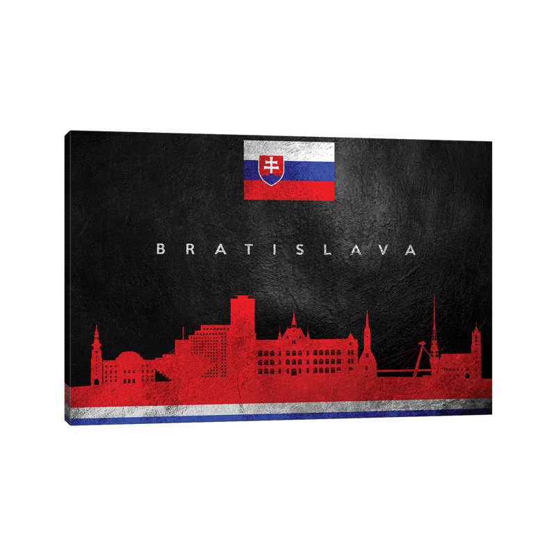 Bratislava Slova Skyline par Adrian Baldovino, impression sur toile tendue, H 8 po x l 12 po x P 0,75 po