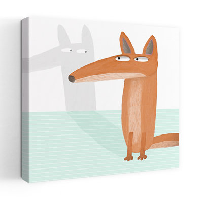 Sly Fox Duo Minimalist Modern Whimsical Fox Forest Wall Art Print