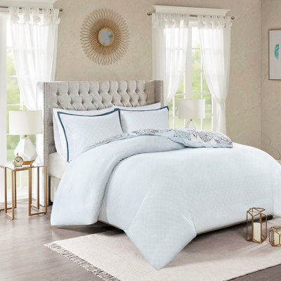 Housse de couette réversible en coton à motif floral
