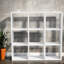 Bibliothèque robuste avec rangement, tablette moderne en métal blanc à 9 cubes pour la maison
