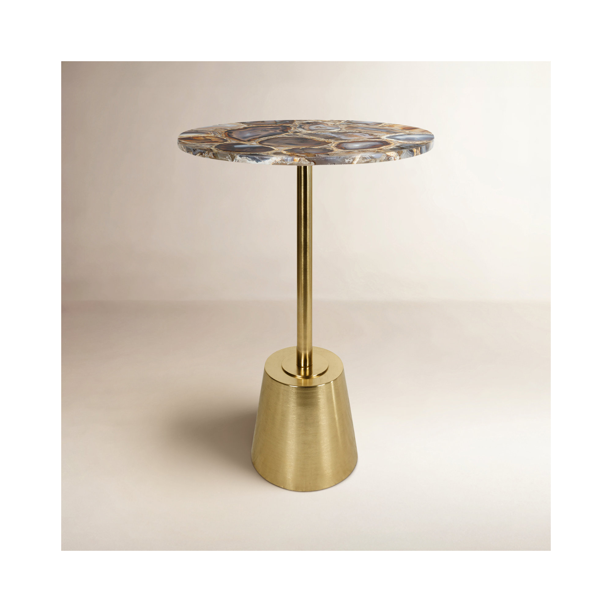 Cemil End Table, Gold, Black, 23.25" H x 14" W x 14" D