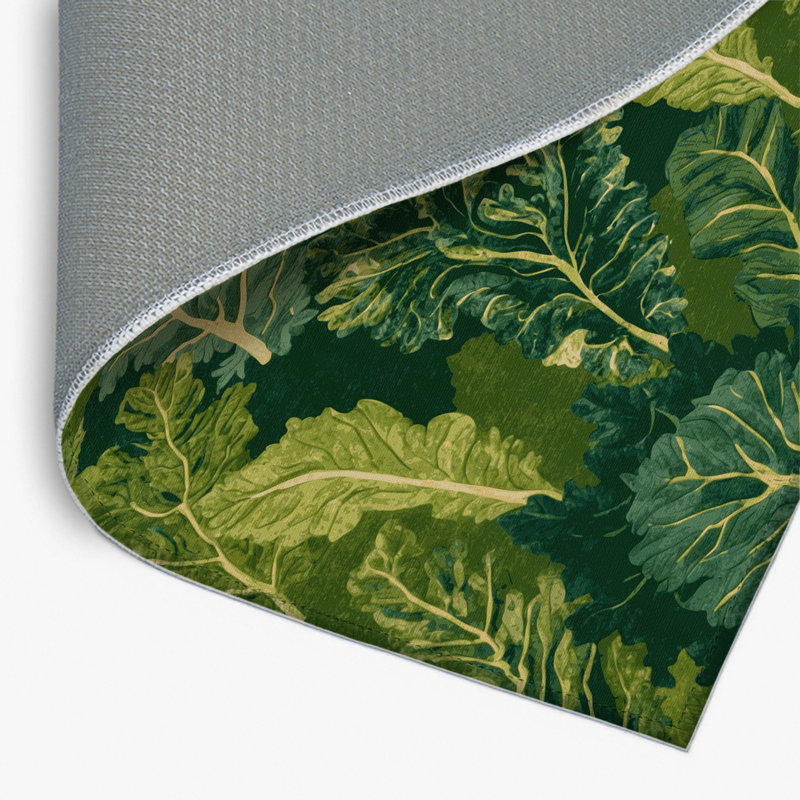 Botanical Green Indoor and Outdoor Area Rug, Rectangle 4' x 6'