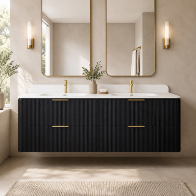 60" Double Bathroom Vanity with Acrylic Top