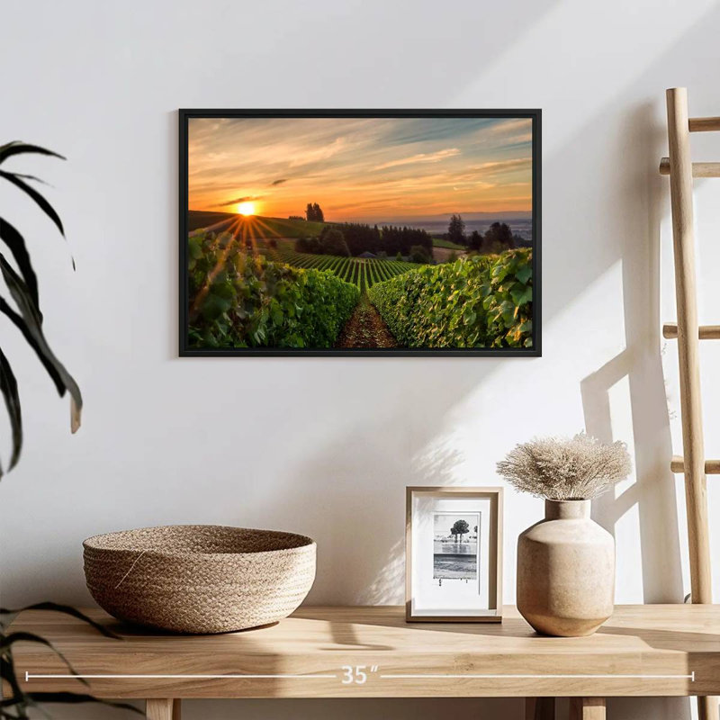 Willamette Vineyard, 19 po x 13 po, Cadre flottant noir