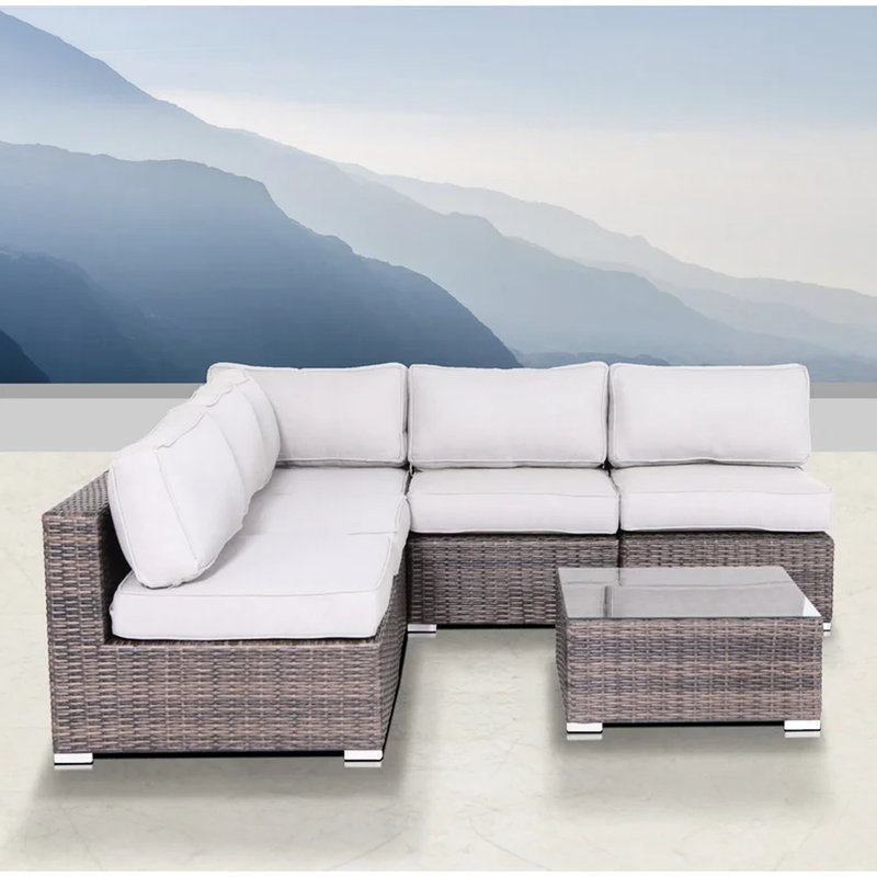 Brun 4 sièges avec coussins pour l'extérieur moderne, doux et confortables - ajoutez de l'élégance à votre patio, aucun assemblage requis