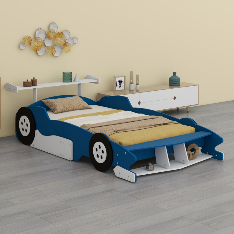 Lit plateforme avec roulettes Race, Bleu