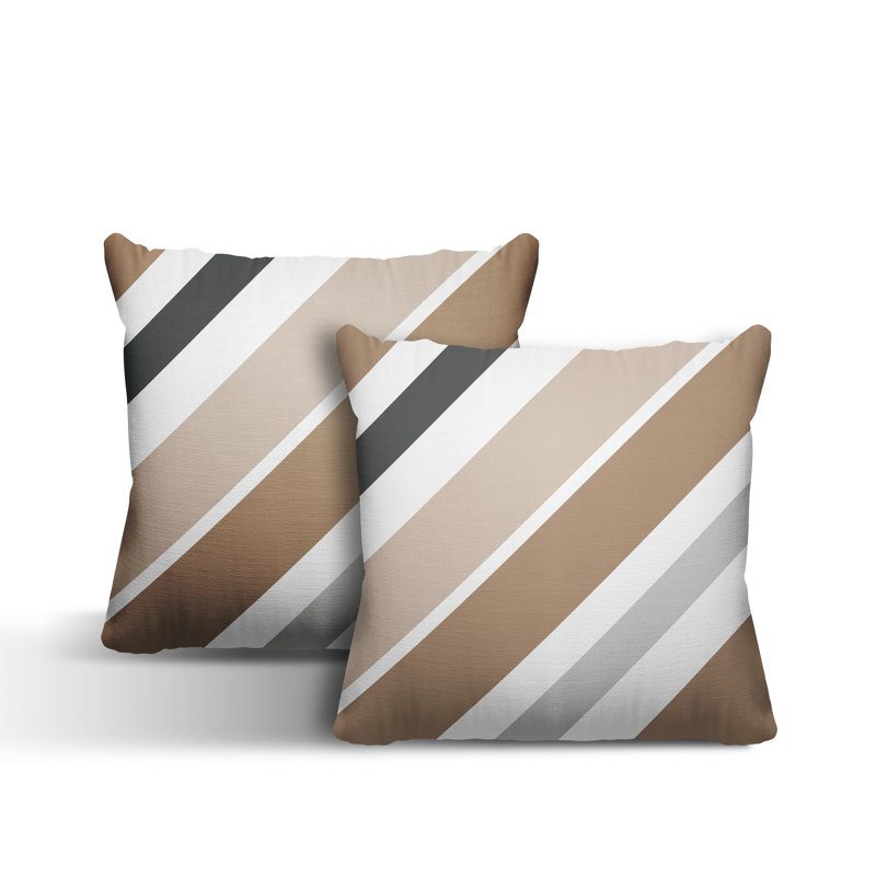  Coussin décoratif intérieur / extérieur à rayures, Beige, L 19 po x H 19 po