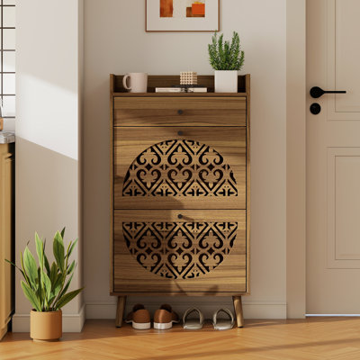 Armoire de rangement pour chaussures avec portes semi-circulaires découpées