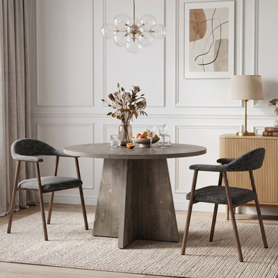 Round Pedestal Dining Table Set with Upholstered Padded Dining Chairs, Dining Room Furniture Set