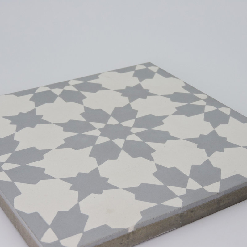 Ahfir 8 in. x 8 in. Tile, Gray/White