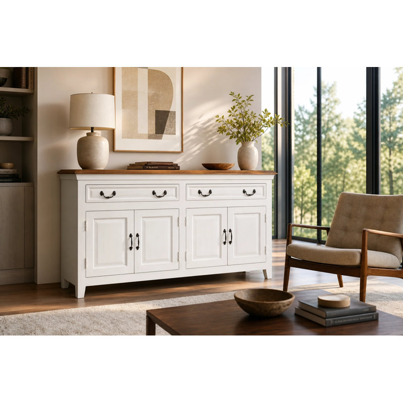 Buffet en bois massif 69 po Jamya, Blanc