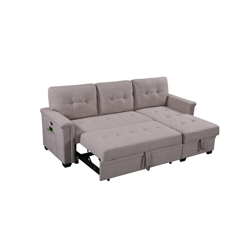 Canapé-lit modulaire réversible 84 po Ashlyn, Lin gris pâle